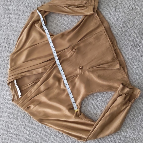 STUNNING Vintage 80s Michelle Stuart Gold/Copper Silk Double Button Blouse, Sz 6 - Picture 5 of 8